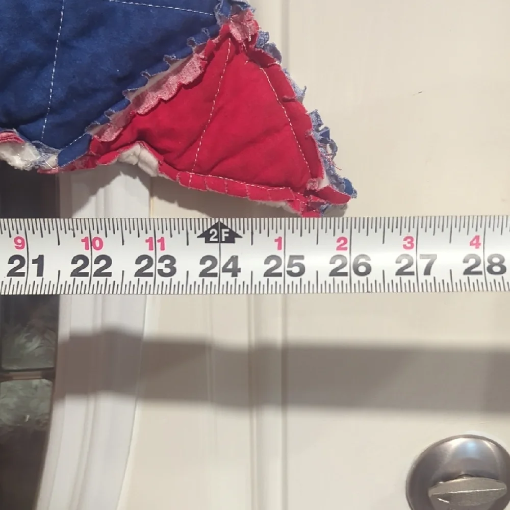 Handmade Patriotic Rag Quilt Door Bow - Picture 6 of 7
